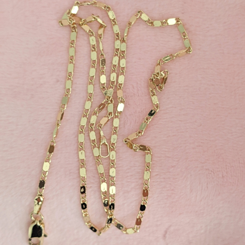 Gold Filled Chain Necklace Mirror Style 18"